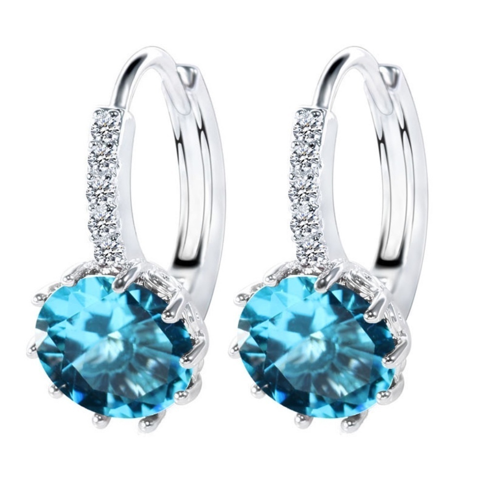 *ALVERA* Silver x Blue Fashion Clip Earrings